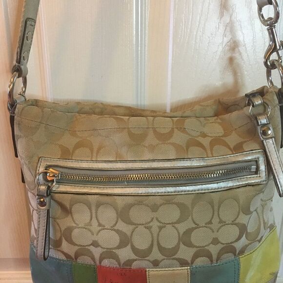 Coach crossbody khaki signature multi color trim - Picture 4 of 13